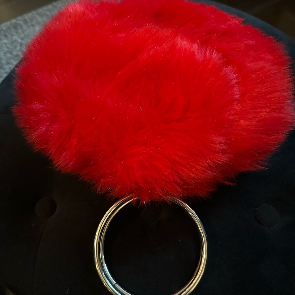 Forever 21 Red Fluffy Pom Pom bag